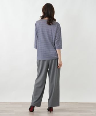 モチーフ刺繍ボーダーカットソー | Leilian plus house (Women/大きい
