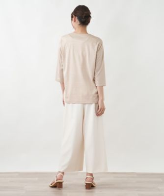 モチーフ刺繍ボーダーカットソー | Leilian plus house (Women/大きい