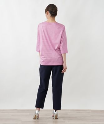 モチーフ刺繍ボーダーカットソー | Leilian plus house (Women/大きい