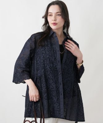 カットワークレースチュニック | Leilian plus house (Women/大きい