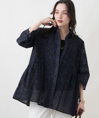 カットワークレースチュニック | Leilian plus house (Women/大きい