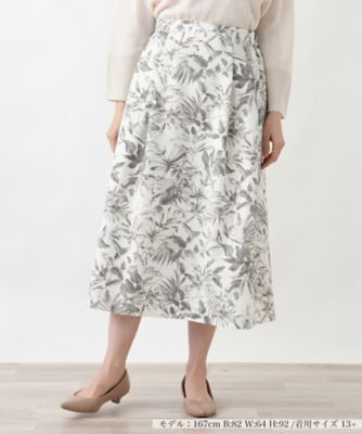 ＜Leilian plus house (Women/大きいサイズ)＞サッカー地プリントスカート【Ｒｉｃｈ　１－ｍｉｌｅ】【２６年３月カタログ】