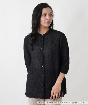 ＜Leilian plus house (Women/大きいサイズ)＞楊柳風バンドカラーシャツ【ＲＯＣＨＡＳ　Ｐｒｅｍｉｅｒｅ】