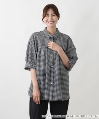 美品 大きいサイズ 定価55000円 2025年 レリアン プラスハウス Leilian リバーシブルチェックシャツ 13+ レッド系┃【2400014659061】 セール】 リバーシブルチェックシャツ （シャツ・ブラウス）｜Leilian