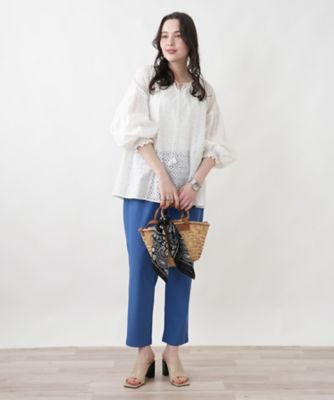 カットワークギャザーブラウス【Leilian WHITE LABEL