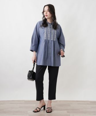 刺繍デザインチュニックブラウス | Leilian plus house (Women/大きい