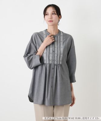 刺繍デザインチュニックブラウス | Leilian plus house (Women/大きい