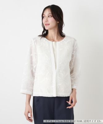 ＜Leilian plus house (Women/大きいサイズ)＞ノーカラーレースジャケット