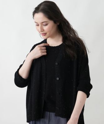 大きいサイズ レリアン 13+ 長袖カーディガン 飾りボタン ブラック ゆったり 大きいサイズ レリアン 13+ 長袖カーディガン 飾りボタン ブラック