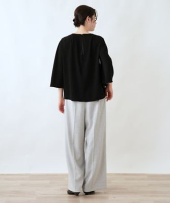 レリアン Leilian カットソー チュニック リボン ドット フレアスリーブ レリアン Leilian カットソー チュニック リボン ドット フレア