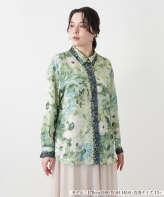 ＜Leilian plus house (Women/大きいサイズ)＞アートフラワープリントシャツ【ＢＯＵＲＧＥ】