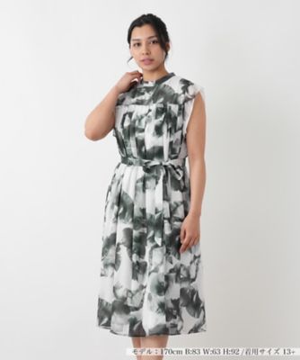 ＜Leilian plus house (Women/大きいサイズ)＞アーティスティックプリントプリーツワンピース【ＢＯＵＲＧＥ】