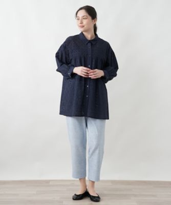 カットワークチュニックブラウス【Leilian WHITE