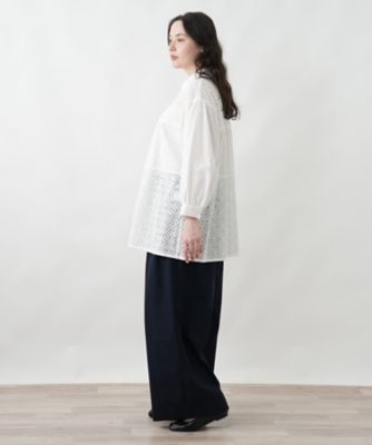 カットワークチュニックブラウス【Leilian WHITE