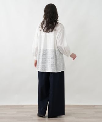 カットワークチュニックブラウス【Leilian WHITE