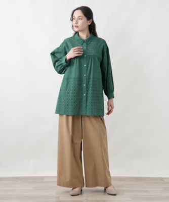 カットワークチュニックブラウス【Leilian WHITE