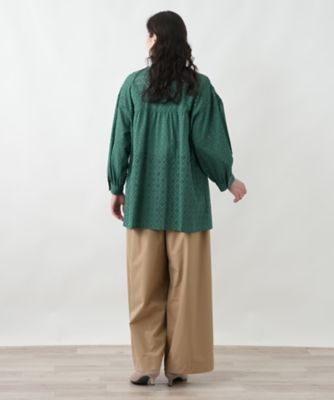 カットワークチュニックブラウス【Leilian WHITE