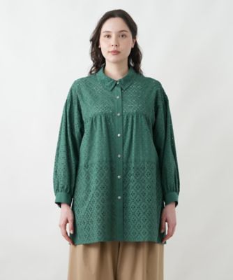 カットワークチュニックブラウス【Leilian WHITE