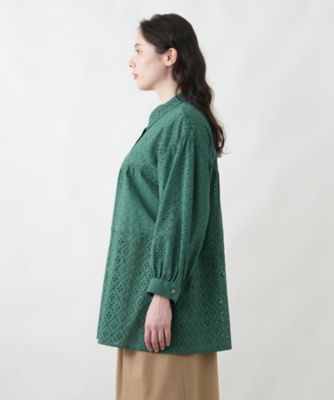 カットワークチュニックブラウス【Leilian WHITE