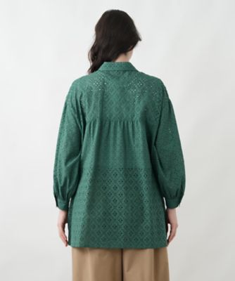 カットワークチュニックブラウス【Leilian WHITE
