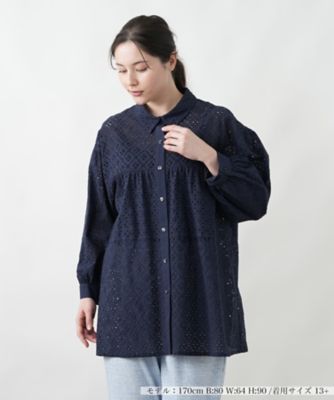 ＜Leilian plus house (Women/大きいサイズ)＞カットワークチュニックブラウス【Ｌｅｉｌｉａｎ　ＷＨＩＴＥ　ＬＡＢＥＬ】