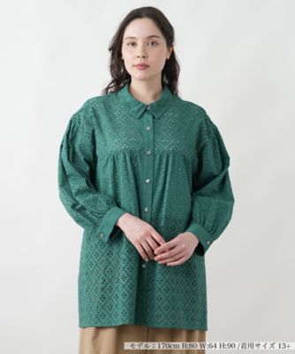 カットワークチュニックブラウス【Leilian WHITE