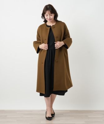 ノーカラーAラインコート【NEMIKA】 | Leilian plus house