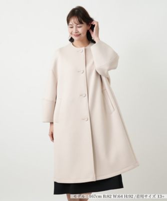 ノーカラーAラインコート【NEMIKA】 | Leilian plus house