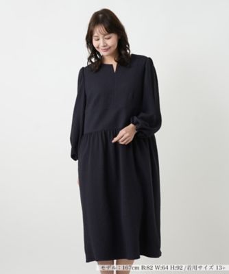 ＜Leilian plus house (Women/大きいサイズ)＞キーホールネックギャザーワンピース【ＮＥＭＩＫＡ】