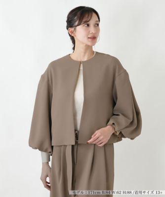 ＜Leilian plus house (Women/大きいサイズ)＞ノーカラーボリュームスリーブブルゾン【ＮＥＭＩＫＡ】