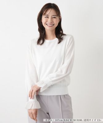 ＜Leilian plus house (Women/大きいサイズ)＞異素材切替フリルスリーブプルオーバー【ＮＥＭＩＫＡ】