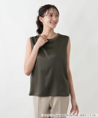 ＜Leilian plus house (Women/大きいサイズ)＞異素材コンビ　ノースリーブトップス