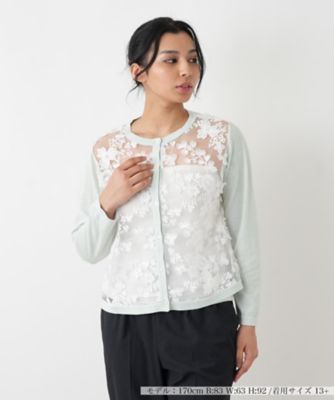 ＜Leilian plus house (Women/大きいサイズ)＞レースコンビカーディガン【ＮＥＭＩＫＡ】