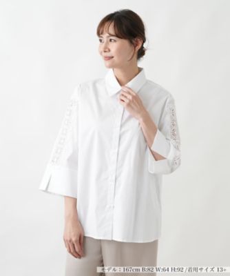 ＜Leilian plus house (Women/大きいサイズ)＞カットワークスリーブシャツ【ＢＬＵＢＩＡＮＣＯ】