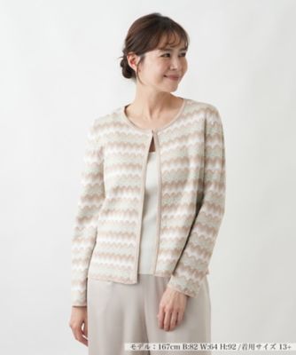 ＜Leilian plus house (Women/大きいサイズ)＞波柄ニットカーディガン【ＢＬＵＢＩＡＮＣＯ】