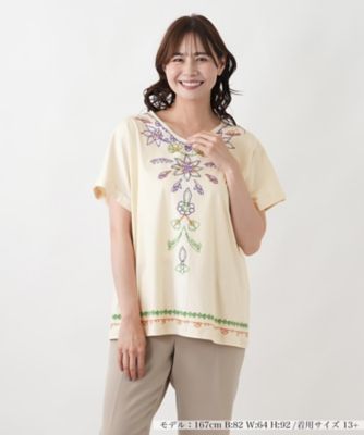 ＜Leilian plus house (Women/大きいサイズ)＞Ｔシャツ【ＭＵＳＥ　ＢＹ　ＲＯＣＨＡＳ　Ｐｒｅｍｉｅｒｅ】
