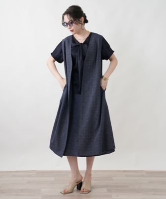 極美品 23年♡レリアン プラスハウス Vネックジャンパースカート 濃紺 13+ Vネックジャンパースカート【Leilian WHITE LABEL