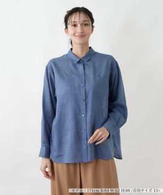 麻混シャツ【SORAGE】 | Leilian plus house (Women/大きい