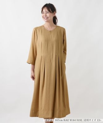 レリアン 麻 フロントジップワンピ－ス 大きいサイズ 13サイズ リネン 洗える フロントタックワンピース | Leilian plus house (Women/大きいサイズ