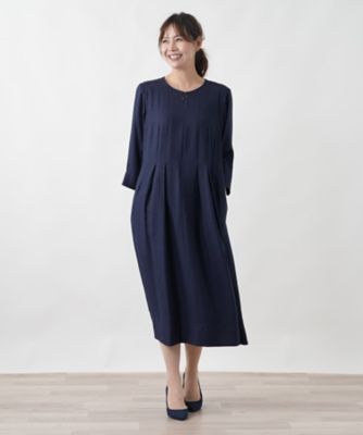 レリアン 麻 フロントジップワンピ－ス 大きいサイズ 13サイズ リネン 洗える フロントタックワンピース | Leilian plus house (Women/大きいサイズ