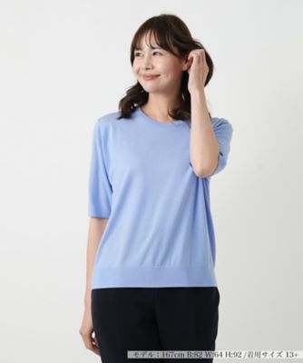 ＜Leilian plus house (Women/大きいサイズ)＞クルーネック半袖ニットプルオーバー【Ｌｅｉｌｉａｎ　ＷＨＩＴＥ　ＬＡＢＥＬ】