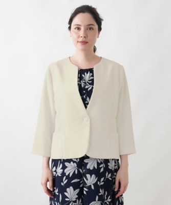 美品■レリアン■13+■ライトジャケット/コットンシルク■ブラウン系■大重宝♪ ジャケット【Leilian WHITE LABEL】【ライト