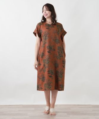 レリアン 大きいサイズ 17＋ 刺繍 ロング ワンピース 茶系 ワンピース【Leilian WHITE LABEL】 | Leilian plus