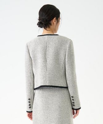 美品 LANVIN ランバン フリンジツイードジャケット 40 セットアップ対応商品】ツイードチェックジャケット | LANVIN