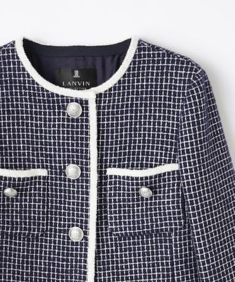 LANVIN ツイードジャケット 38 ブラック・ホワイト ブロックツイードジャケット | LANVIN COLLECTION (Women