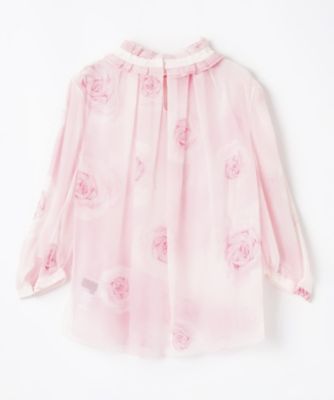 ローズプリントフリルカラーブラウス