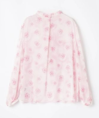 ローズプリントラッフルブラウス