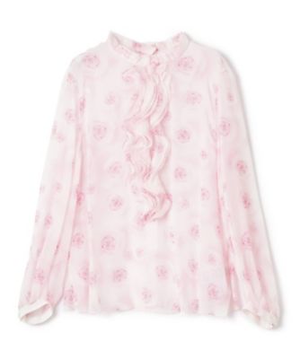 ＜LANVIN COLLECTION (Women)＞ローズプリントラッフルブラウス