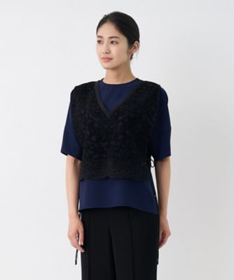 ＜LANVIN COLLECTION (Women)＞レースベストレイヤードブラウス
