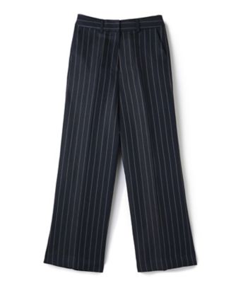80s 90s イタリア製 LANVIN 2タック リネンスラックス ストライプ セットアップ対応商品】ピンストライプセミワイドパンツ